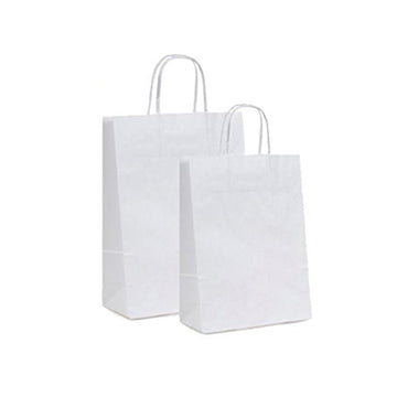 25 pz Shopper in carta colore bianco da € 0,34 Cad + Iva